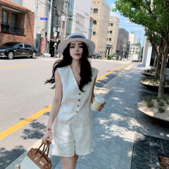 Old Money Linen Set - 100% Linen, No Linen No Summer, Old Money Relaxed Fit Suit Vest Shorts Two-Piece Set