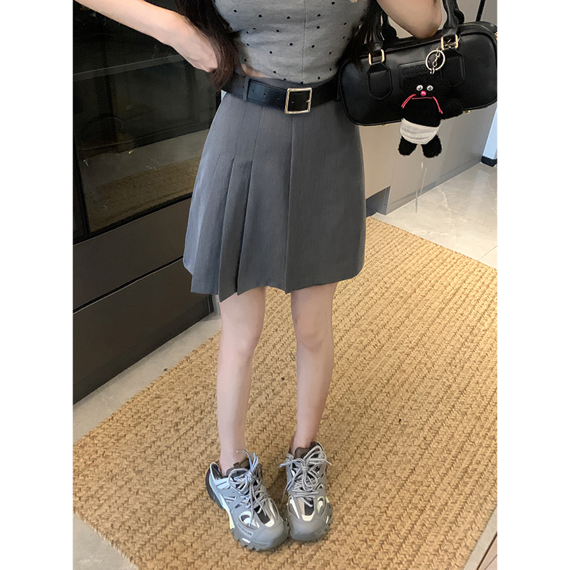 Real shot!  2025 pleated skirt women's skirt high-waisted slim umbrella skirt new A-line short skirt
