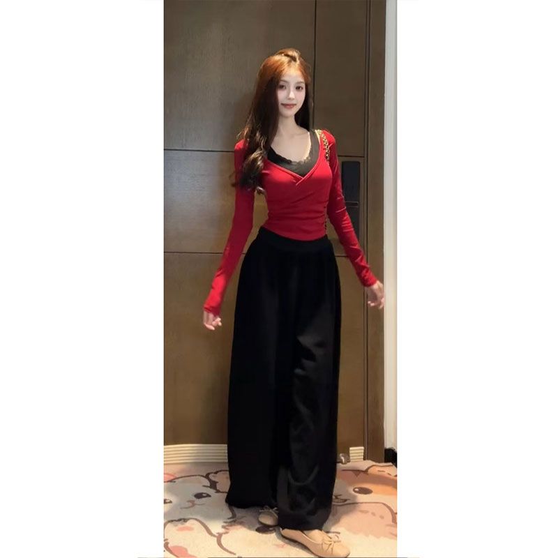 1X1 Defeng 220g pure desire style fake two-piece long-sleeved base shirt spring small slim body jacket