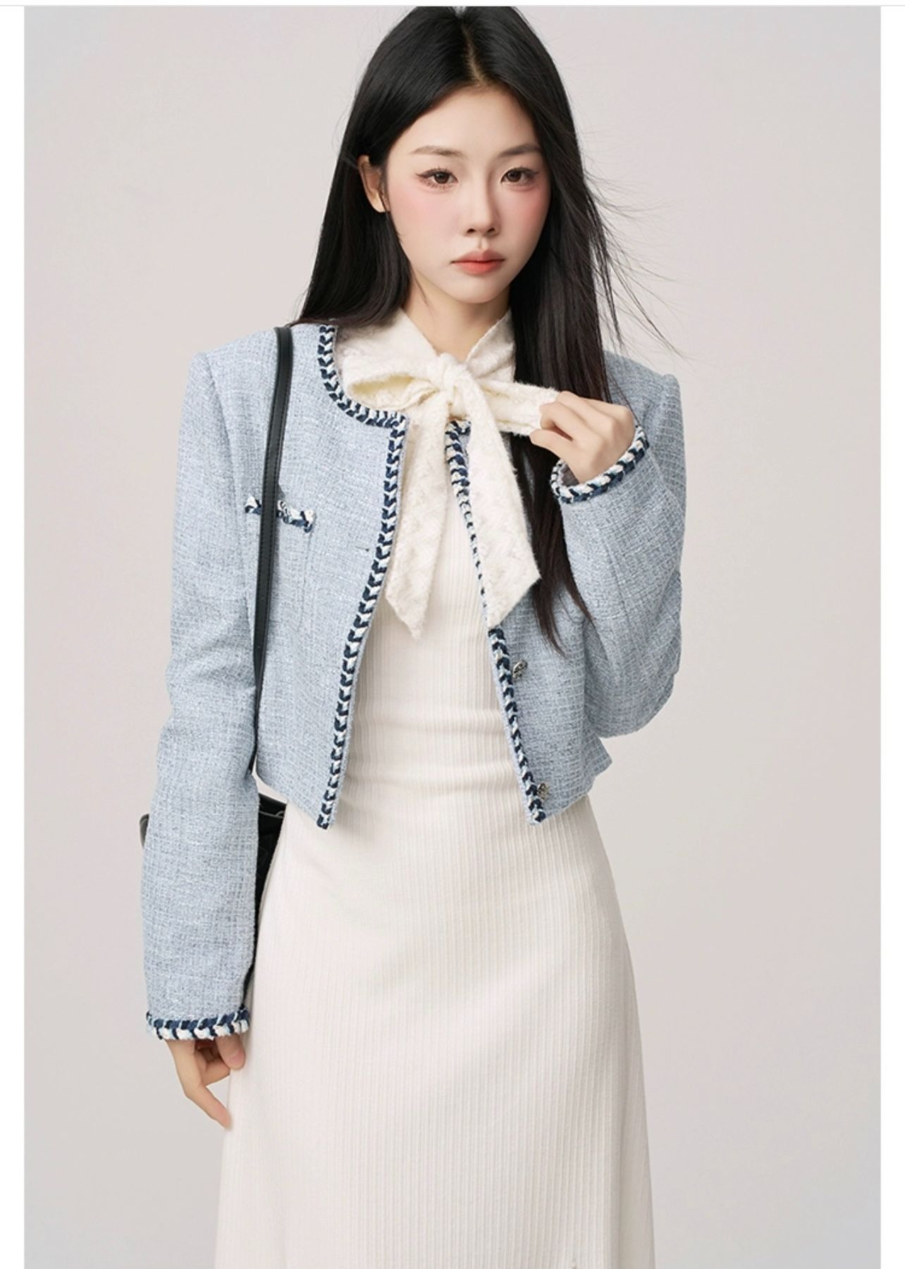 Small scented tweed short long-sleeved jacket for women in autumn and winter new style of celebrity temperament design niche and unique top