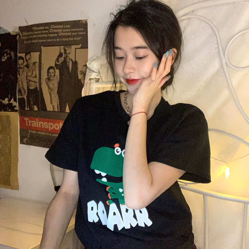 #Real photo 6535 pull-up cotton 2025 summer new heavy industry embroidered short sleeve t-sleeved women