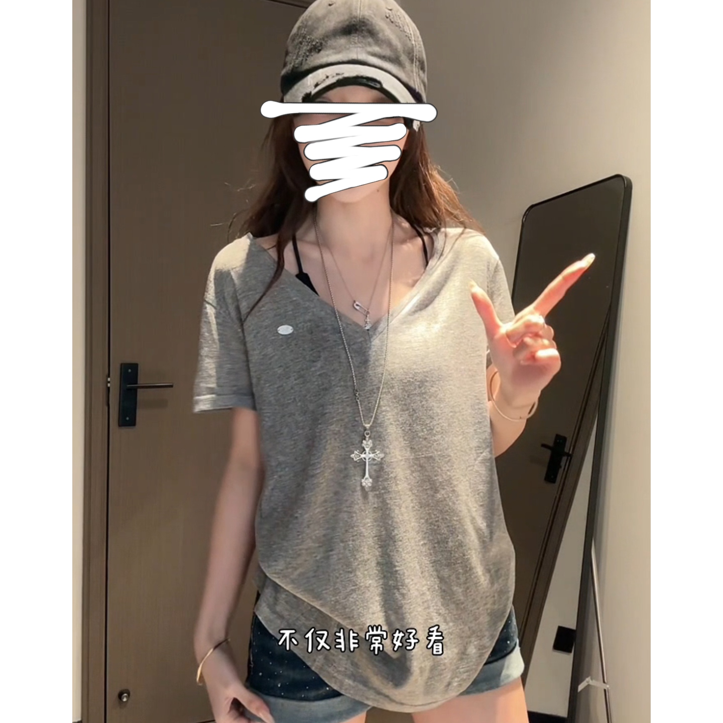 Korean Tiansi sweet style age-reducing solid color short-sleeved T-shirt women's summer design sense casual loose pullover top