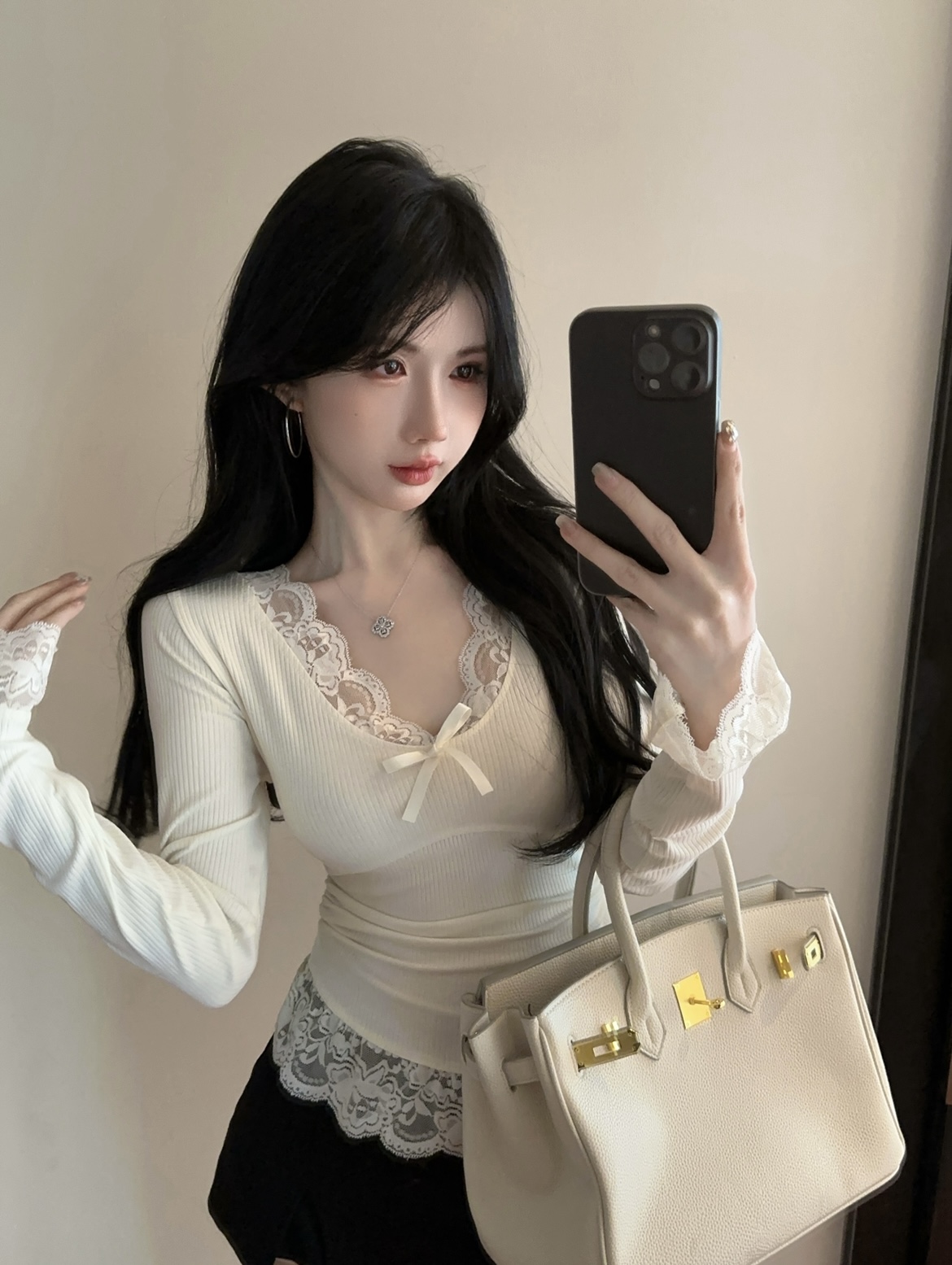 Women's T-shirt with a sweet and spicy lace lace underwear with bows and short top
