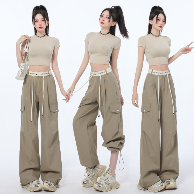 Cool and breathable, comfortable and upgraded!  Casual wide-leg quick-drying work pants make you look taller and slimmer khaki black optional