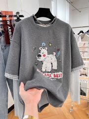 假兩件拼接長袖T恤女裝新款春秋季洋氣寬鬆設計感大碼上衣潮