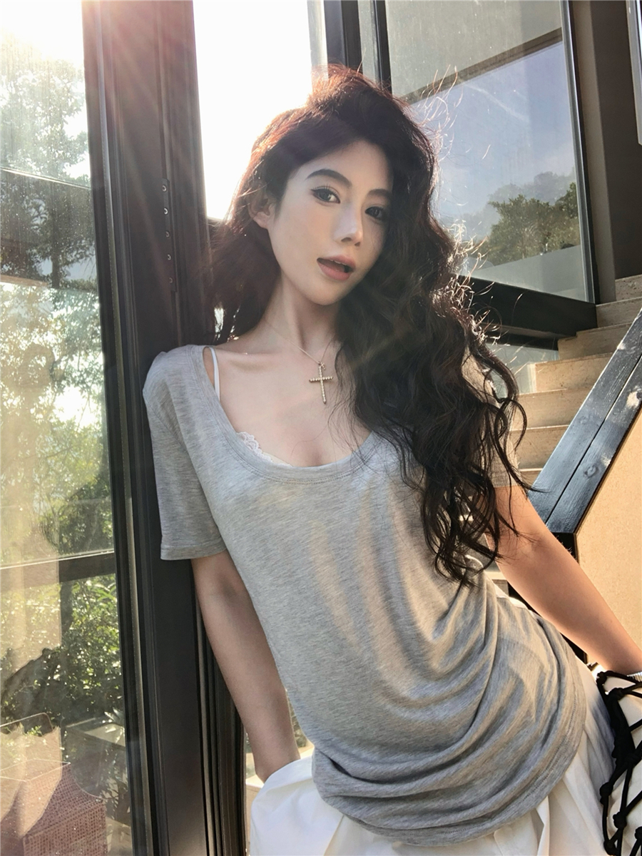 實拍基礎款三色微透寬鬆短袖T恤女
