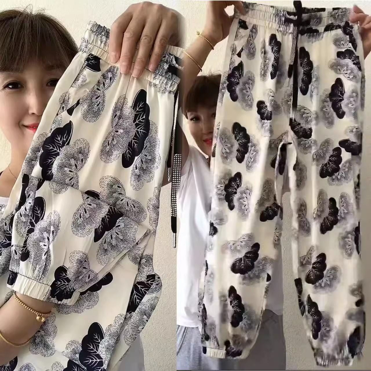European pants for women in summer thin casual pants for ice-silicon silk pants for meat covering slimming bloomers for women