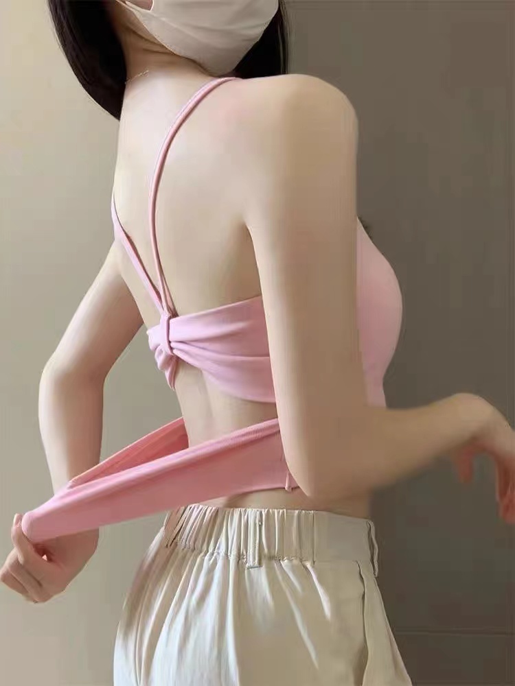 美背吊帶背心女外穿夏季2025新款帶胸墊文胸一體內衣內搭打底上衣