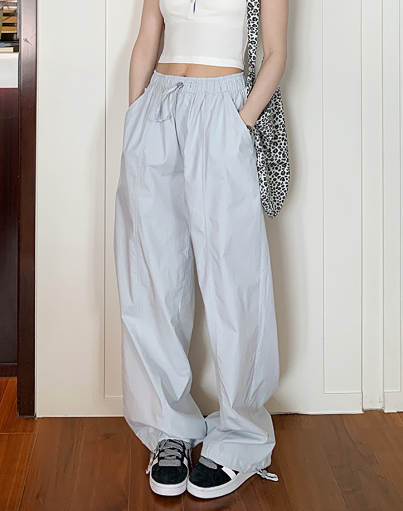 Extra thick washing summer Korean style ins work pants loose straight high waist slim casual sports pants wide-leg pants women