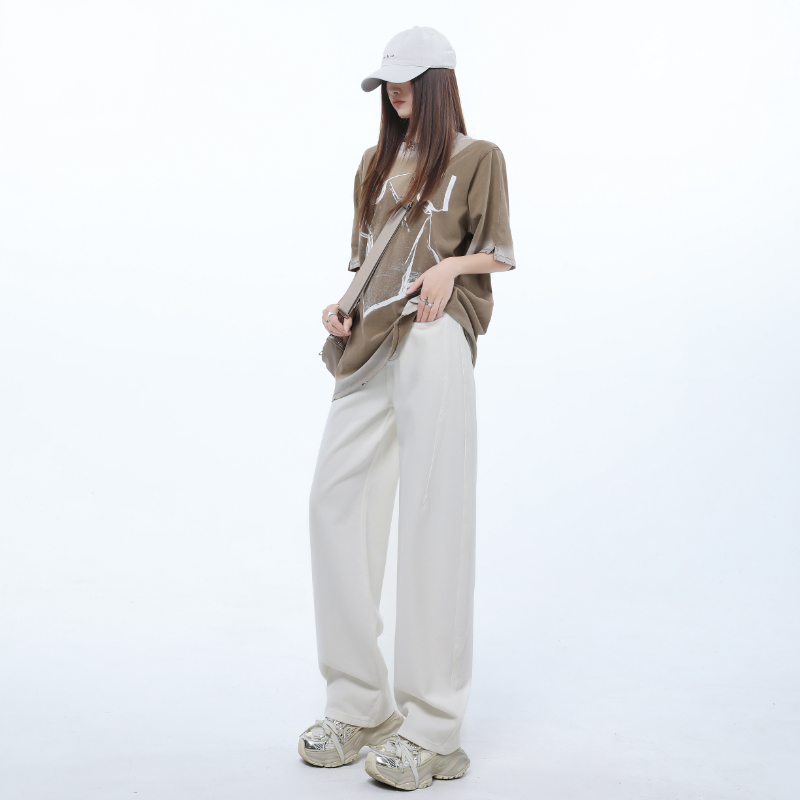 Choose the best fabric to maintain the skin~Wide-leg jeans for women with high waist drooping loose banana scimitar pants