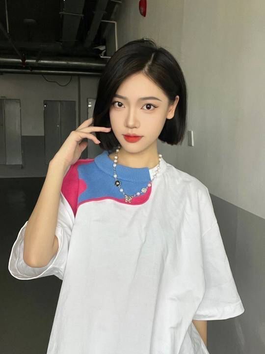 Official photo 21 pure cotton high-tight 2025 summer knitted spliced ​​short-sleeved T-shirt women's print