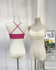~ Korean version of dopamine solid color beautiful back suspender vest Internet celebrity underwear cross-back base wrapping breasts