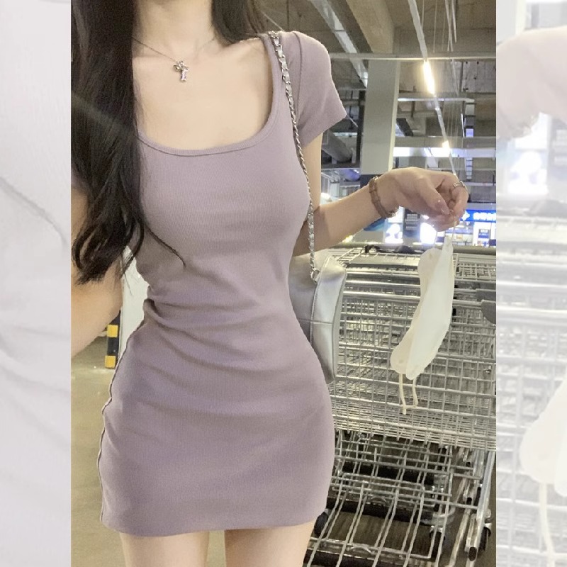 92 Cotton/8 Spandex Pure Cotton Hot Girls Tight Hip-Woman Dress for Women