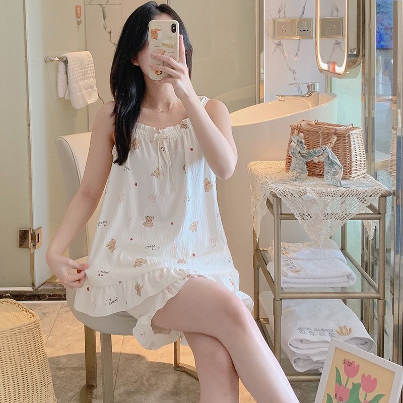 Summer cloud cotton comfortable breathable sexy suspender shorts pajamas women's suit home clothes