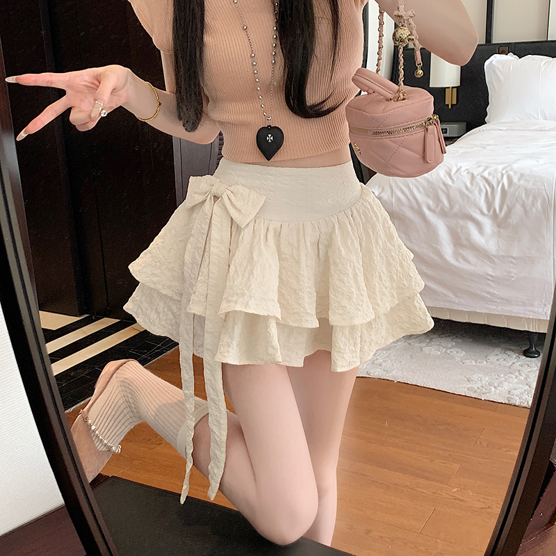 Real shot of 2025 spring and summer new ruffled skirt for women slim cake skirt fashionable high-waisted fluffy skirt