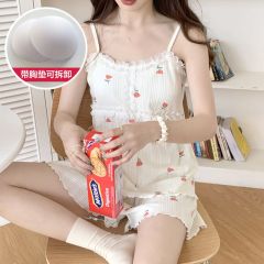 Summer combed cotton 6535 pit strap chest pad sexy suspender pajamas women's suit home clothes