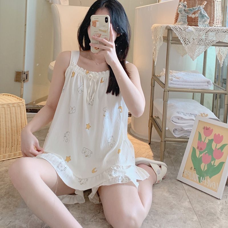 Summer cloud cotton comfortable breathable sexy suspender shorts pajamas women's suit home clothes