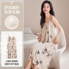 Summer modal with chest pad sexy suspender nightgown for women's home clothes casual nightgown