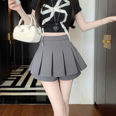 Gray pleated skirt for women with small skirt for women 2025 new suit skirt high waist skirt black a-line short skirt