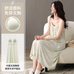 Summer pure cotton sling with breast pad suspender nightgown for women casual sexy home clothes body dress