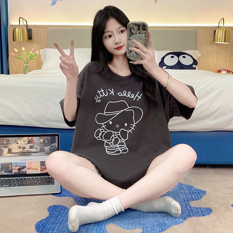 Summer imitation cotton men's round neck short sleeve shorts pajamas men's suit casual home clothes