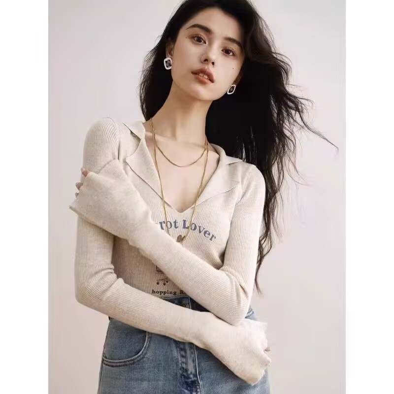 Women's 2025 new spring and autumn inner wear design niche temperament high-end fashion long-sleeved top