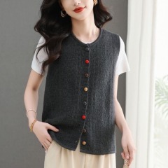 Vest vest jacket for women knitted cardigan spring wear 2025 new sweater wool vest horse clip outside spring and autumn