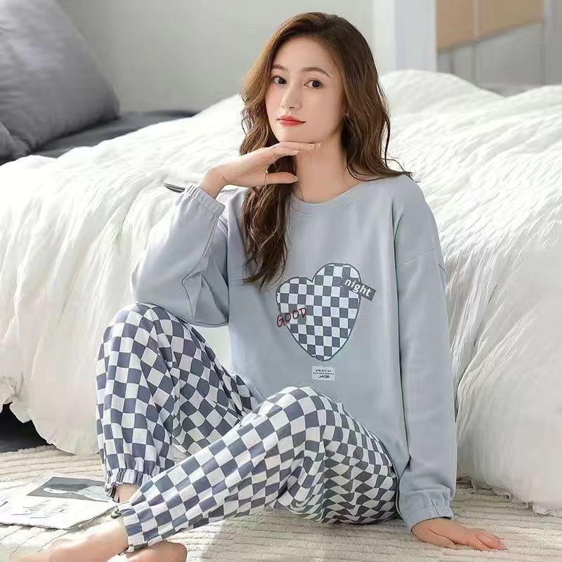 Pajamas for women in spring and autumn long sleeves thin milk silk cute cartoon two-piece set casual home clothes