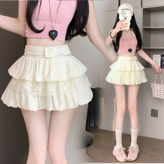 2025 spring and summer sweet French lace hot girl skirt women A-line slim pleated cake skirt short skirt