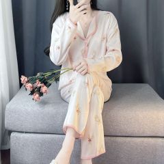 Spring and autumn ins style pajamas women long sleeves long trousers cartoon small lapel cardigan cloud cotton home clothes women's suit