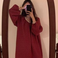 Spring cloud cotton jacquard with chest pad lace square collar long sleeve pajamas women's suit
