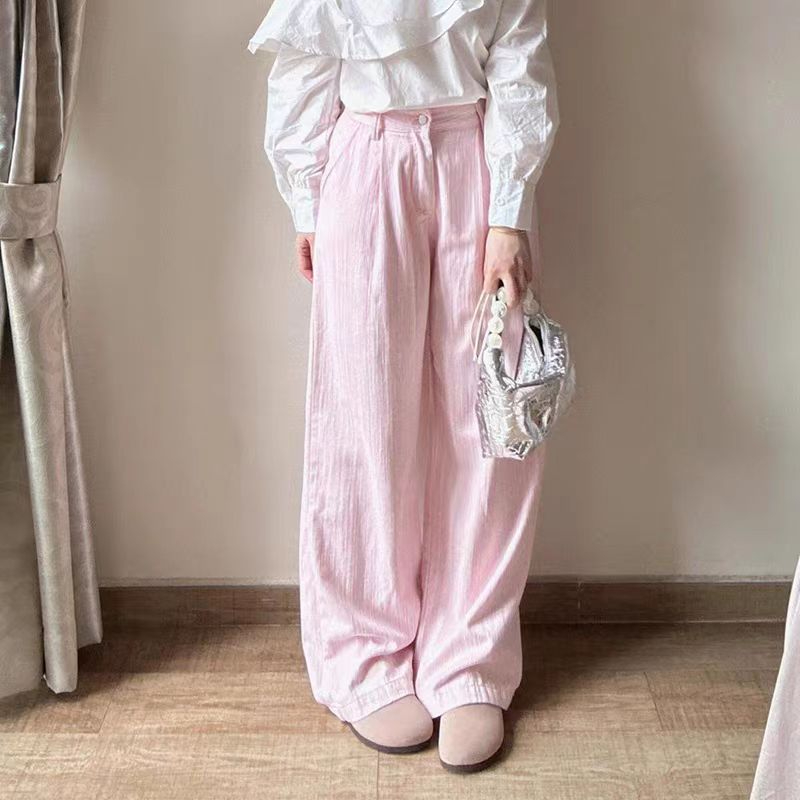 High custom pink scimitar pants design sense banana pants for women early spring Japanese age-reducing loose wide-leg casual pants for women