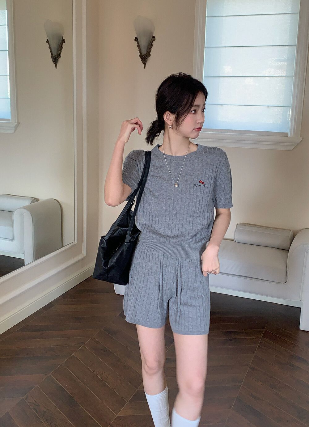 New ONION 30% mercerized wool elastic waist twist casual set B256072# CZX