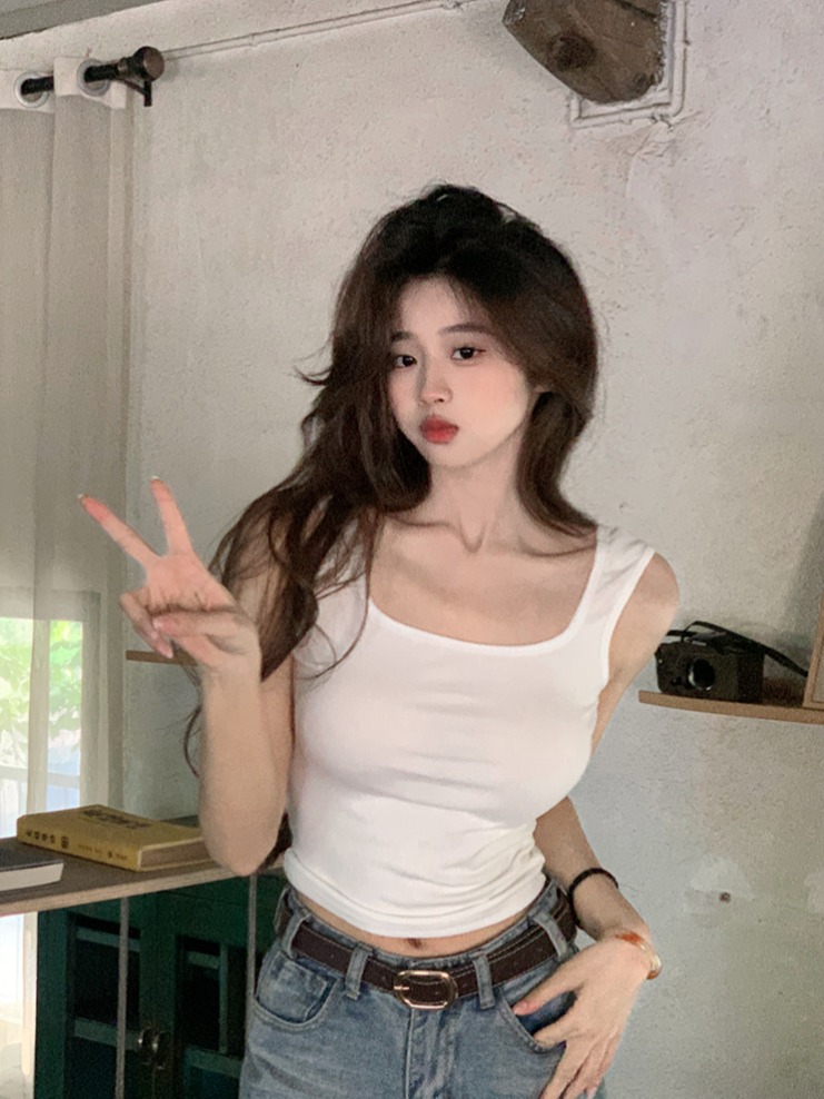 Shipped Cotton Modal hot girl backless suspender vest women's outfit wearing summer slim short top