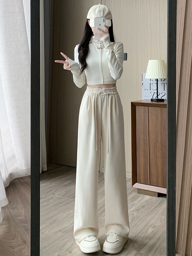 Straight-leg pants for women in spring and autumn wide-leg pants for students Korean style loose casual sports trousers