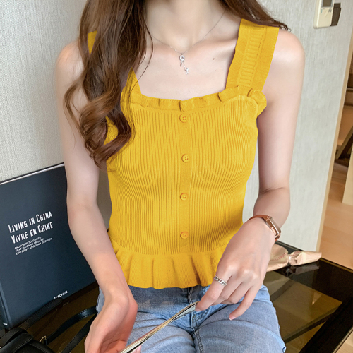 Knitted suspender vest hot girl top for women in spring and summer 2025 new black inner base shirt