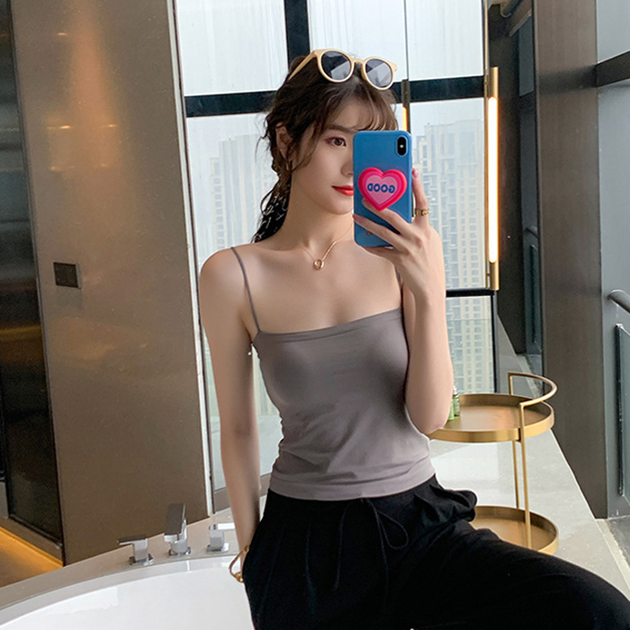 Shipped Hot Girls Beautiful Back Sling Vest #High Elastic Quality Edition #Long Version #Short Version #Fixed Chest Pad Outer Wear