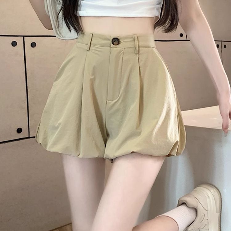 花苞西裝短褲女夏季薄款新款小個子高腰顯瘦休閒a字闊腿褲