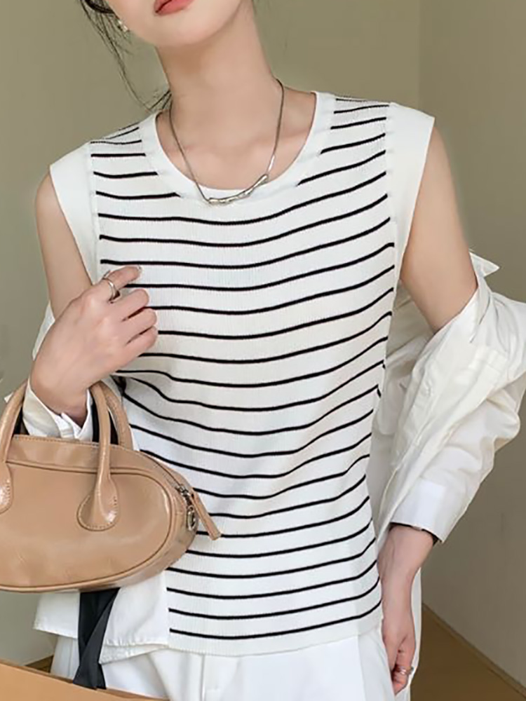 Summer design light sports I-shaped integrated short tight inner vest stripes
