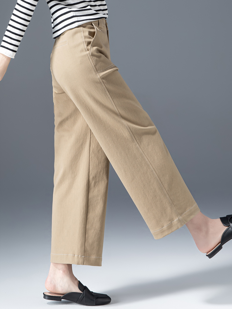 High-waisted narrow version wide-leg pants for women in spring and summer small straight-leg pants 2025 new khaki pants casual nine-point pants