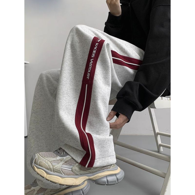 Large size M-6XL American striped sports sweatpants for men and women spring and summer thin high waist loose wide-leg casual pants