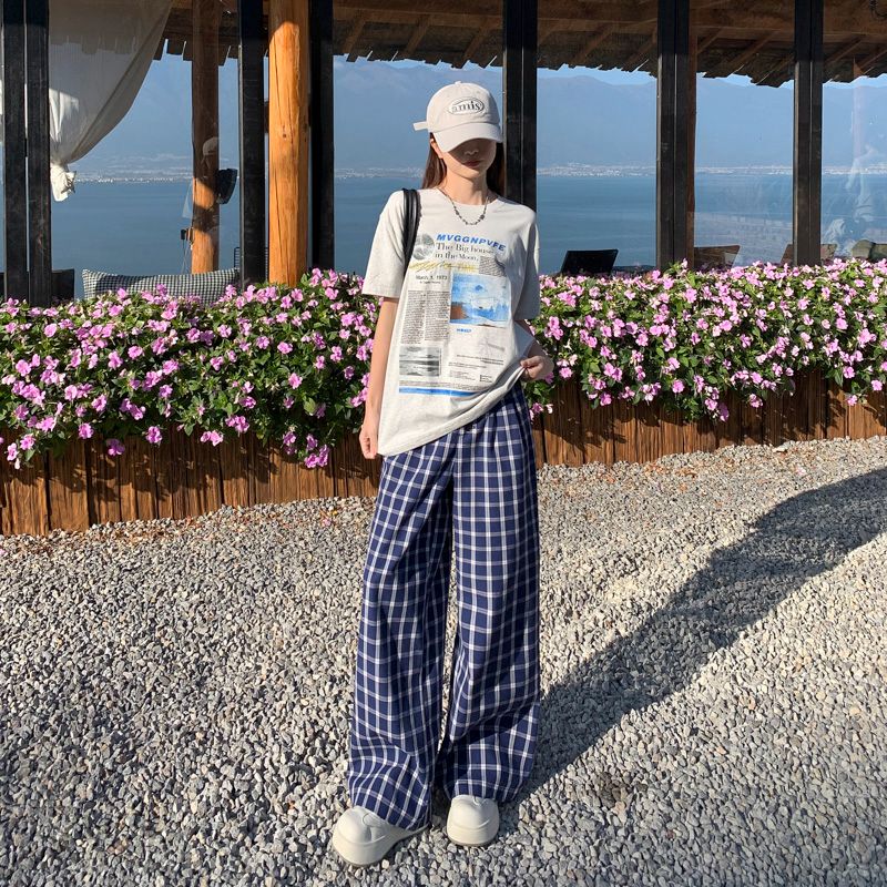 Women's 2025 spring new straight-leg flip multi-button loose wide-leg pants