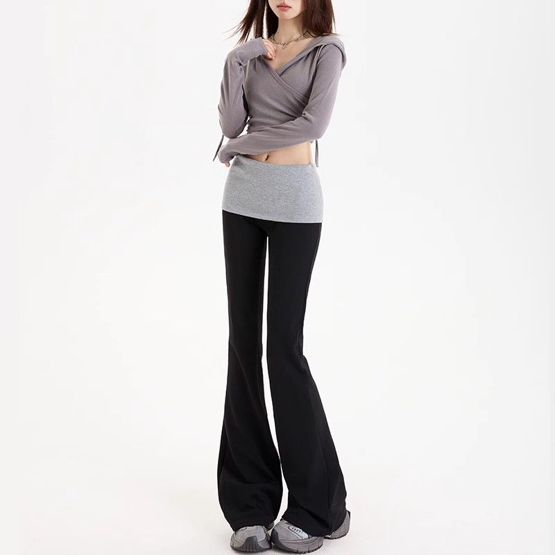 American casual hoodies for women in spring splicing slim fit versatile fashion yoga pants