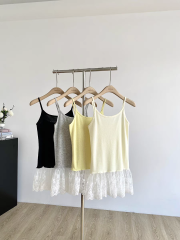 Korean summer new Korean sweet hot girl temperament age-reducing versatile lace splicing sleeveless suspender vest for women