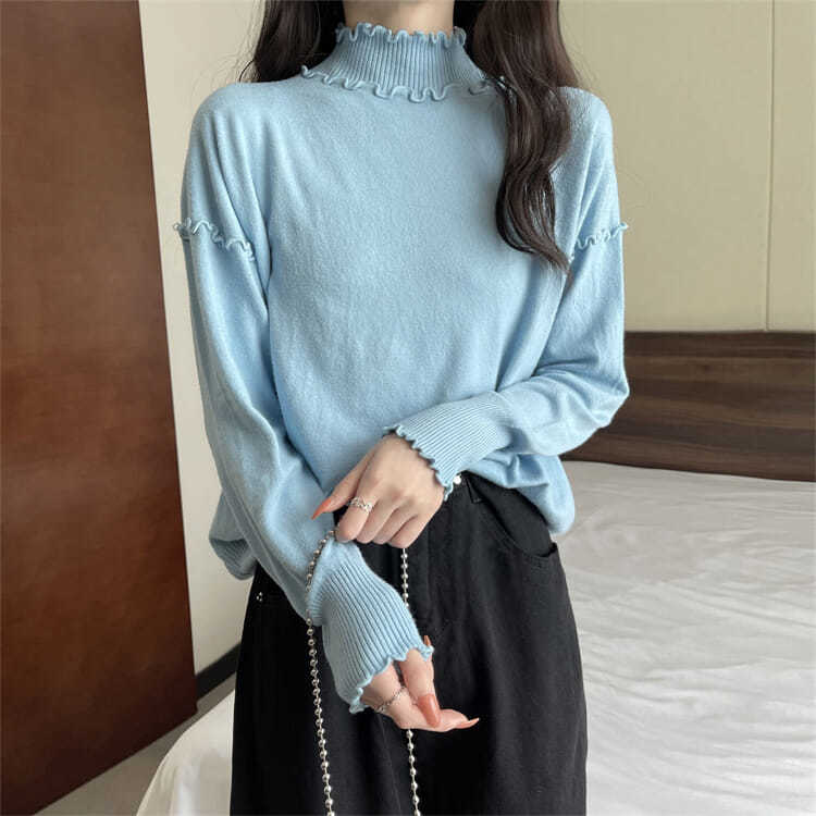 Half turtleneck base shirt for spring and autumn new versatile long-sleeved sweater underwear sweater bract core yarn