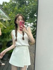 New women's solid color sweet solid color black ears sleeveless loose vest