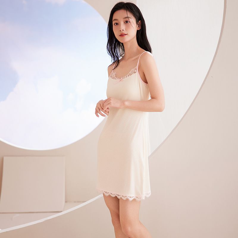 Summer ice thread thread with chest pad pure sexy suspender nightgown for women's home clothes
