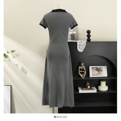 Shipped Short-sleeved knitted dress for women in summer 2025 new Korean style slim and slim temperament long skirt