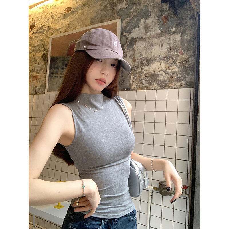 Real shot - Women's summer slim temperament top design niche sleeveless T-shirt