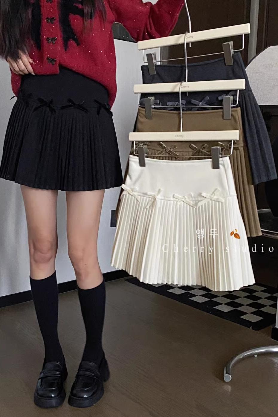 Shipped hot girl pure desire high waist pleated skirt for women looking slim and versatile A-line tweed short skirt